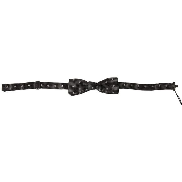 Dolce & Gabbana Black Silk Polka Dot Adjustable Neck Men Papillon Bow Tie